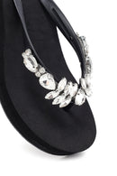 Women's Black Toe Stone Wedge Heel Jelly Slippers | Derimod