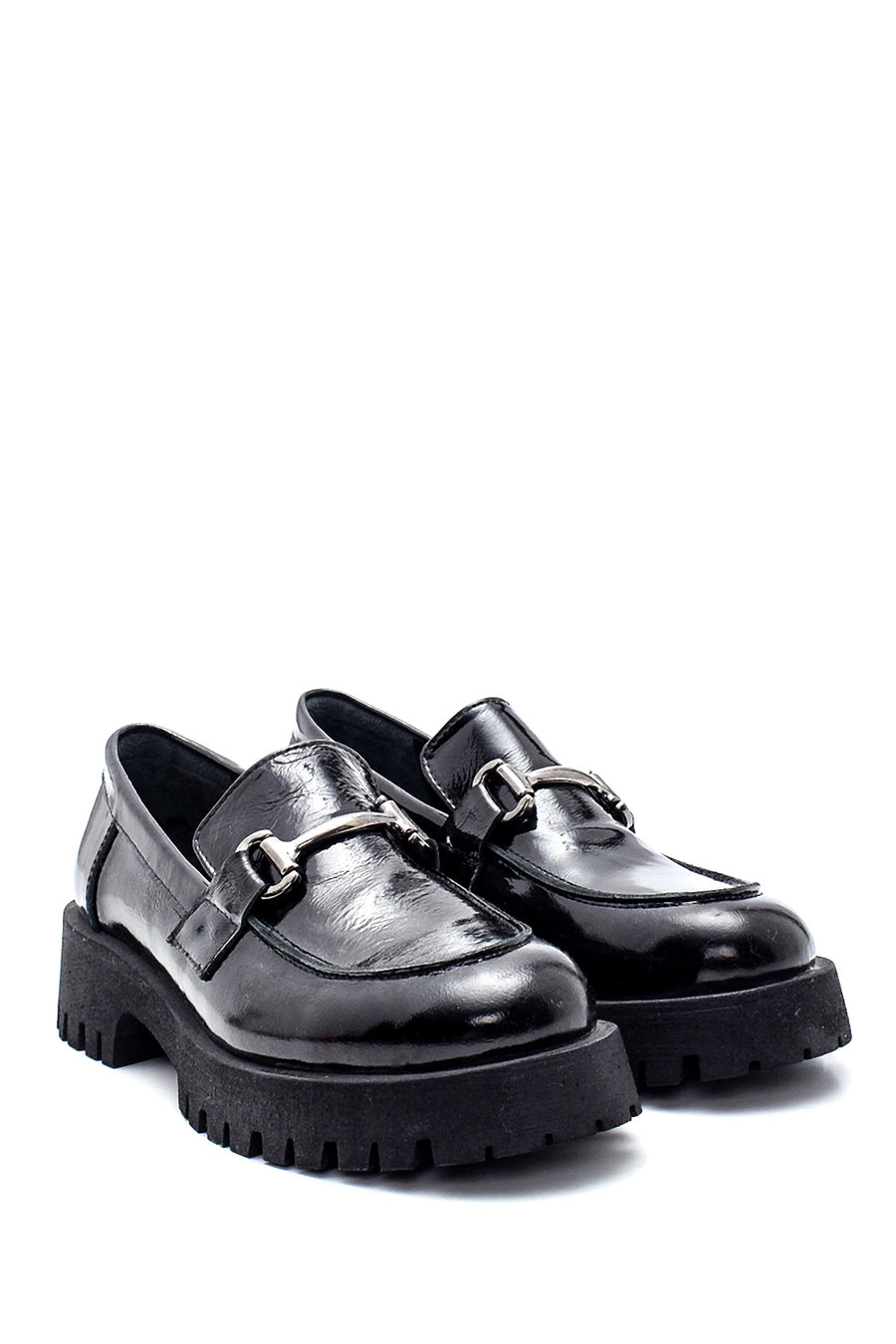 Kadın Deri Rugan Tokalı Loafer
