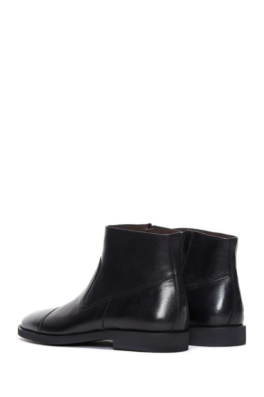 Men's Black Zippered Leather Classic Boots