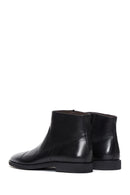 Men's Black Zippered Leather Classic Boat | Derimod