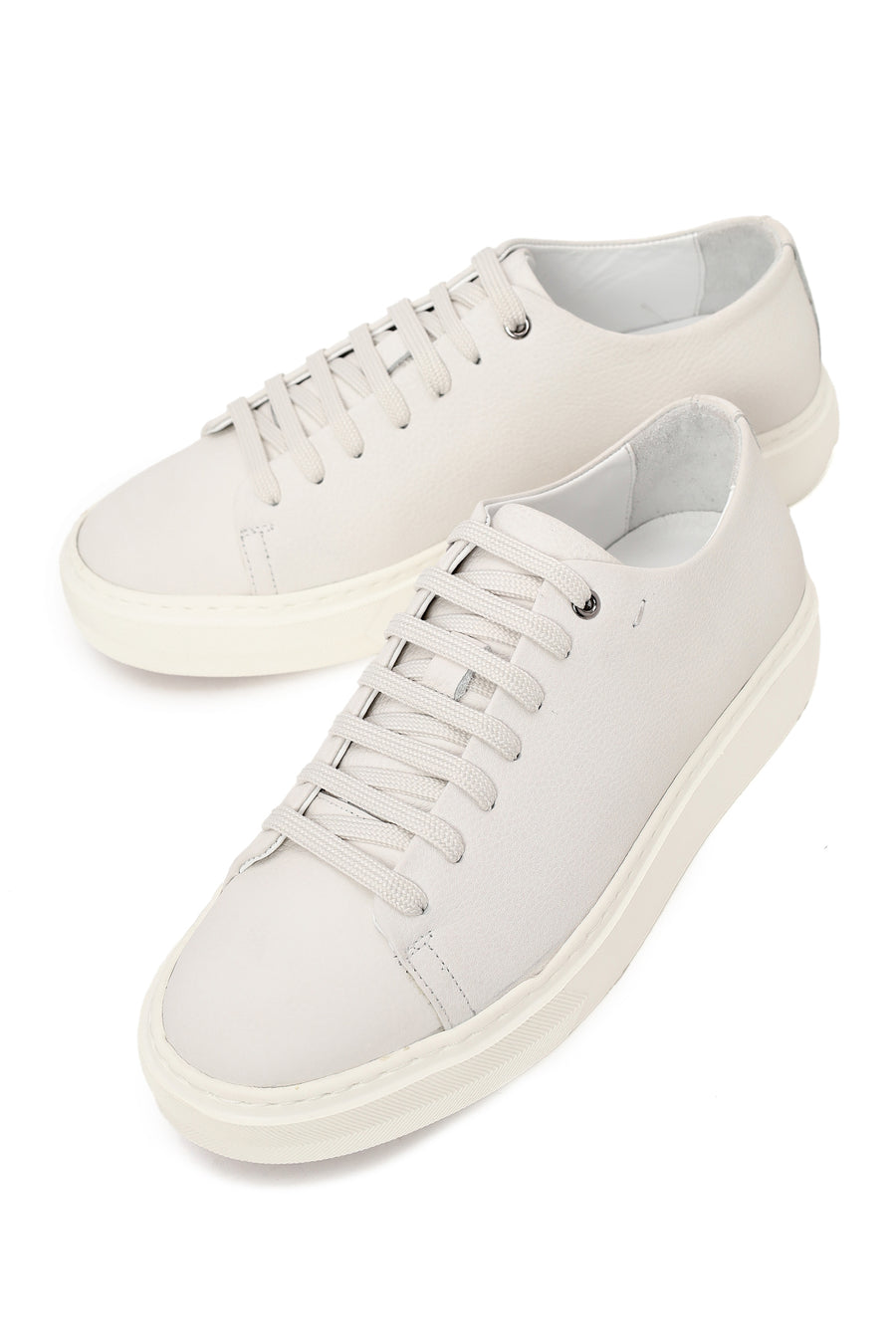 Erkek Beyaz Bağcıklı Deri Sneaker