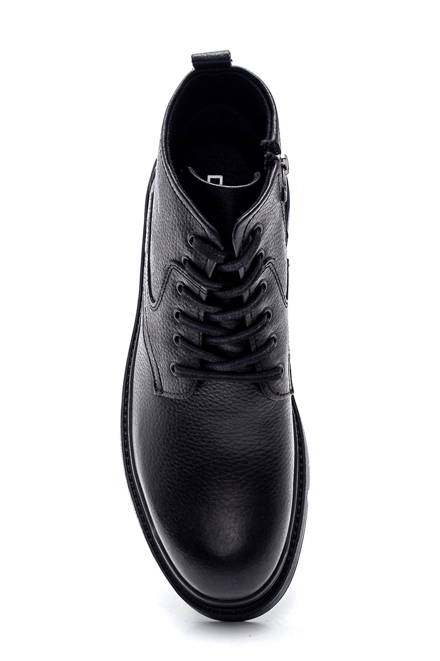 Men's Black Leather Zippered Casual Boots