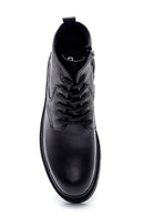 Men's Black Leather Zippered Classic Boots | Derimod