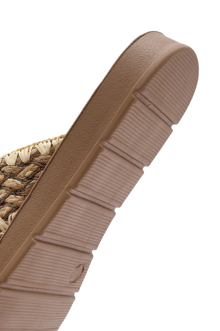Women's Beige Braided Straw Slippers