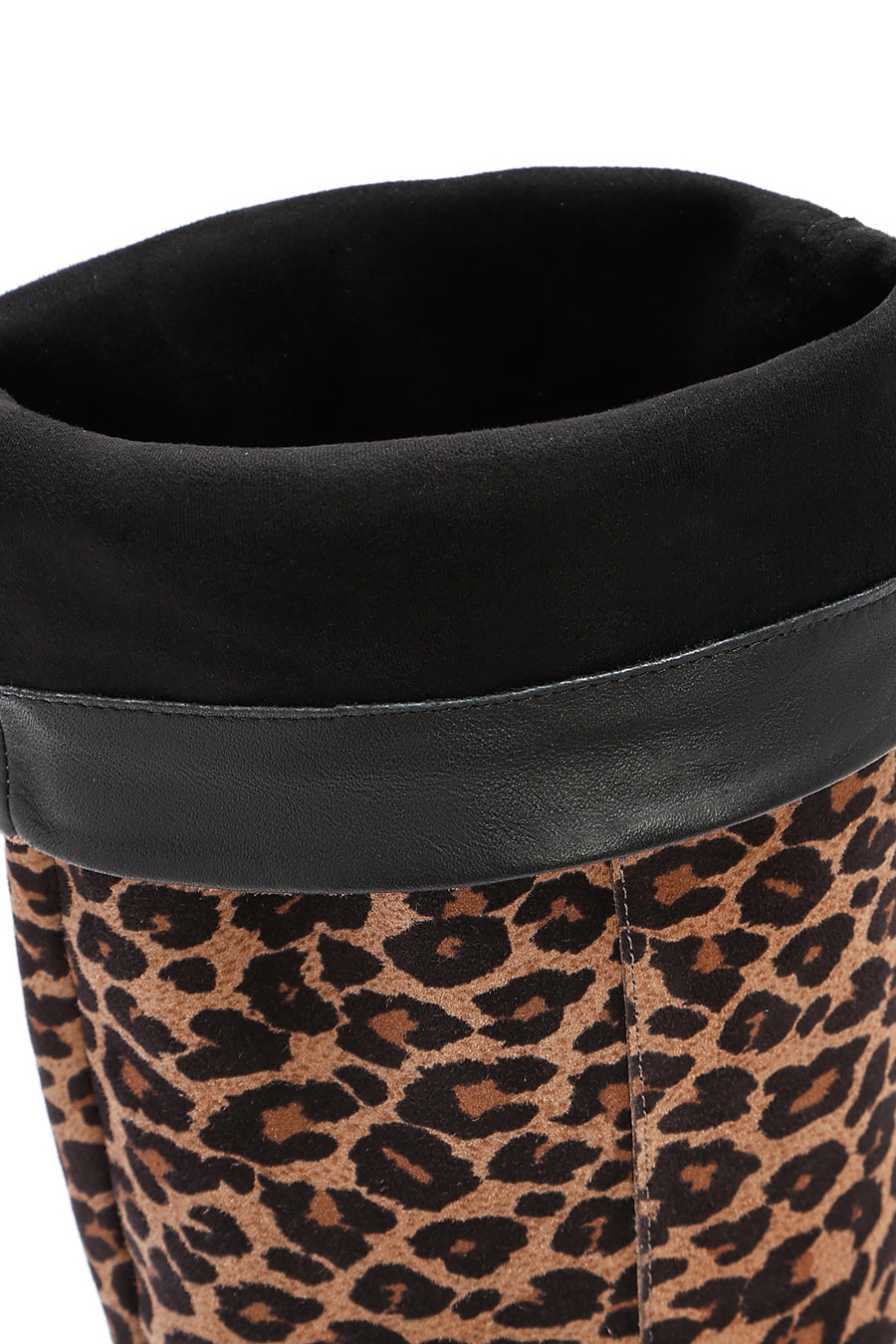 Women's Leopard Thin Low Heel Suede Leather Boots