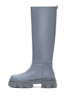 Kadın Gri Deri Kalın Tabanlı Çizme | Derimod