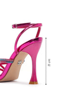 Women's Pink Ankle Strap Stone Heeled Sandals | Derimod