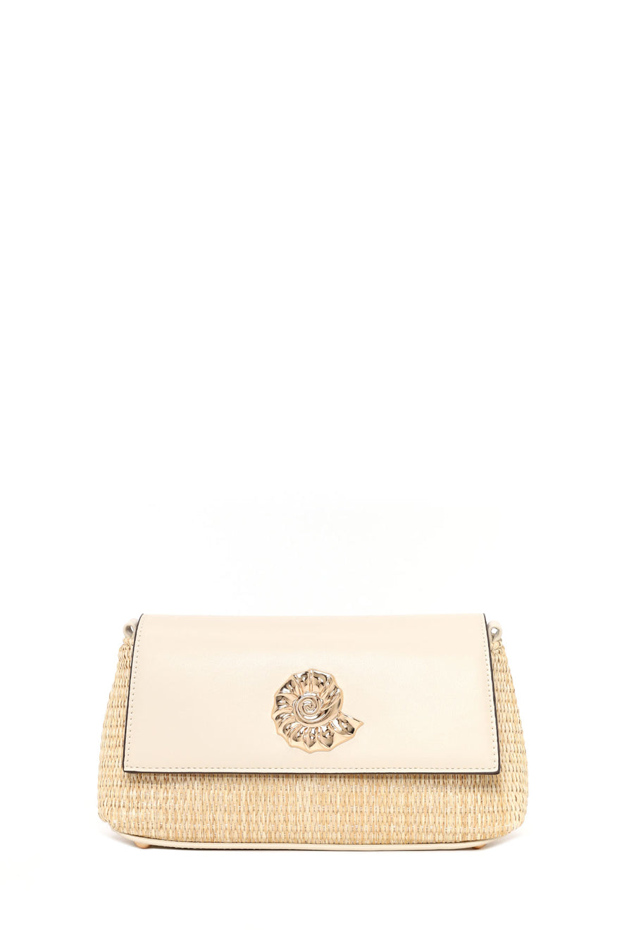 Woman Cream Long-Strap Woven Straw Shoulder Bag