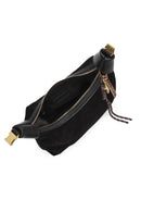 Women's Black Long Strap Suede Leather Mini Handbag | Derimod