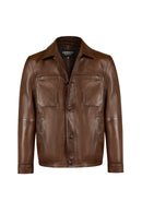 Fabian Male Brown Leather Jacket | Derimod