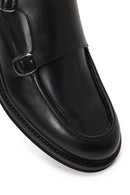 Male Black Double-Buckle Leather Casual Shoes | Derimod