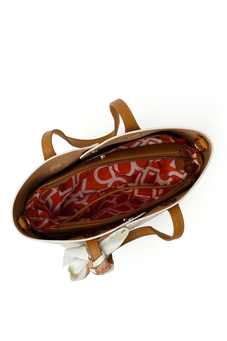 Woman Cream Long-Strap Shoulder Bag