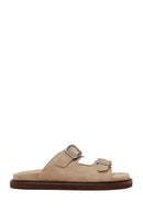 Male Beige Strappy Suede Slipper | Derimod
