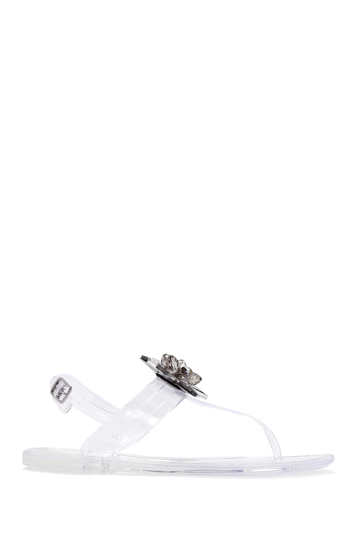 Women's White Jelly Transparent Stone Flip Flops Sandals 23SFE4912PV | Derimod