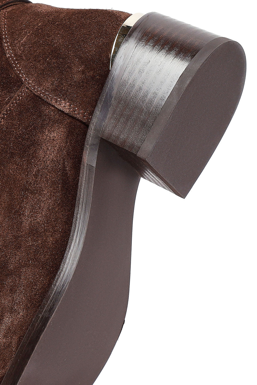 Woman Brown Zippered Low Heel Suede Leather Boot