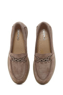 Women's Mink Suede Leather Buckle Comfort Casual Loafer | Derimod