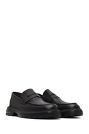 Men's Black Thick-Soled Leather Loafer | Derimod