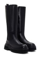 Women's Black Zippered Leather Boots | Derimod