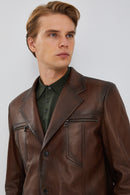 Bernard Men's Brown Blazer Leather Jacket | Derimod