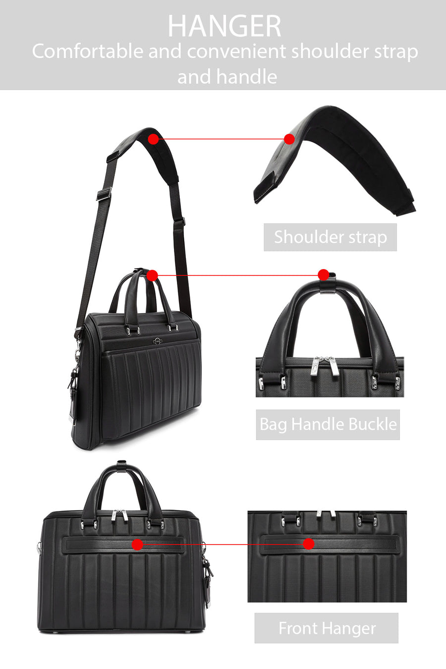 D-Pack Men's Black Long Strap Fabric Briefcase