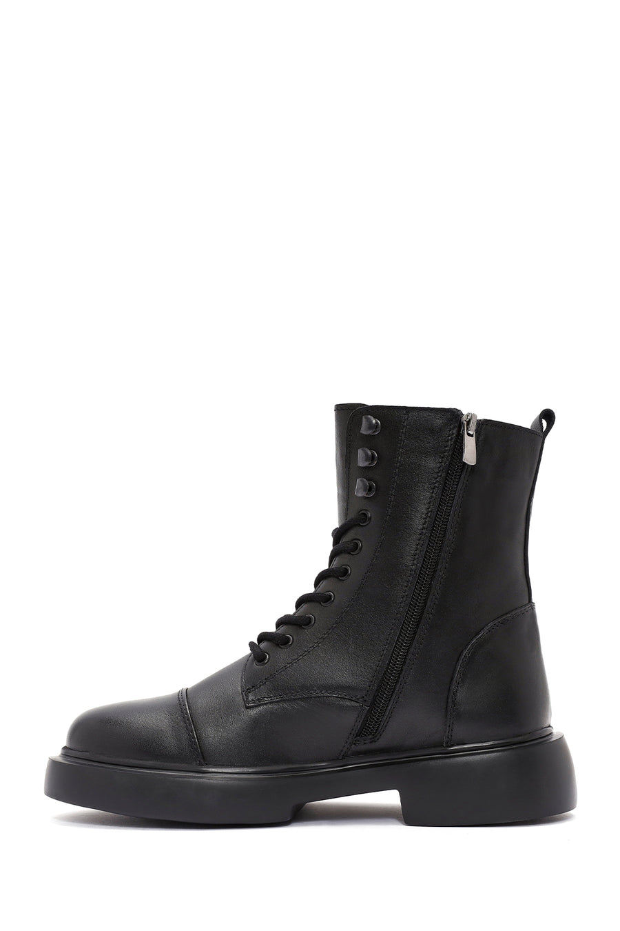 Men's Black Zippered Leather Casual Boots