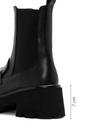 Women's Black Chain Detail Leather Chelsea Boots | Derimod