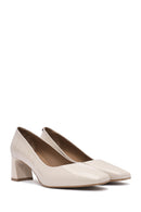Women's Beige Low Heel Patent Leather Stiletto | Derimod