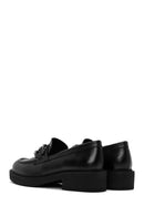 Women's Black Buckled Leather Masculine Loafer | Derimod