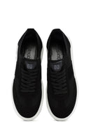 Men's Black Leather Detailed Lace Up Fabric Sneaker | Derimod