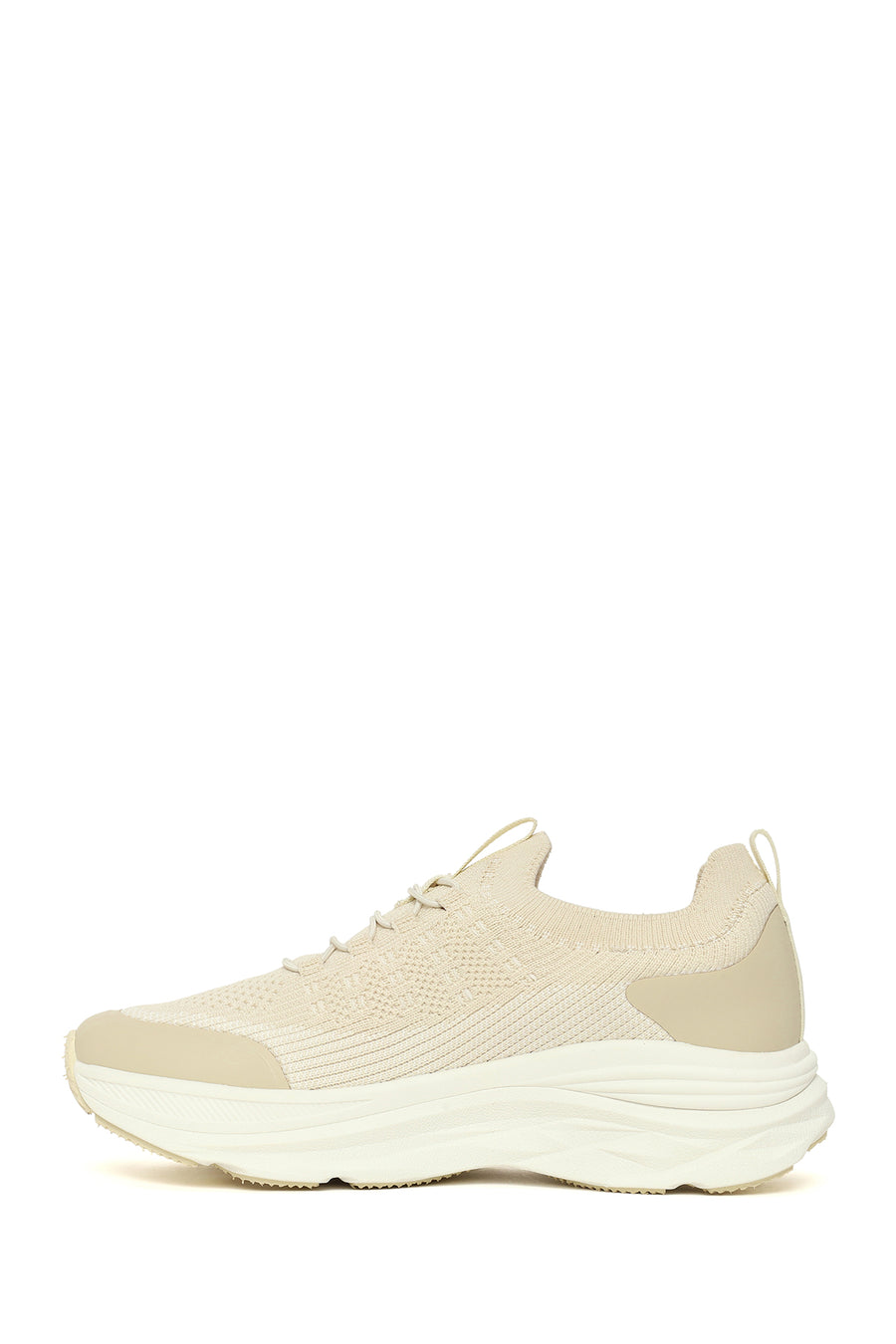 Derimod Zero Woman Cream Thick-Soled Lace-Up Fabric Sneaker