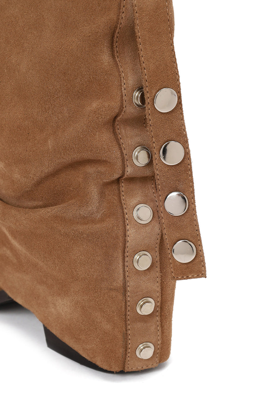 Woman Beige Chunky-Heel Suede Boots
