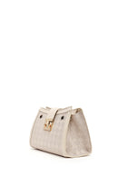 Women's Cream Long Strap Printed Shoulder Bag | Derimod