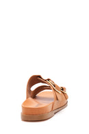 Women's Tan Double Buckle Slippers | Derimod