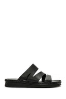 Women's Black Leather Slippers | Derimod