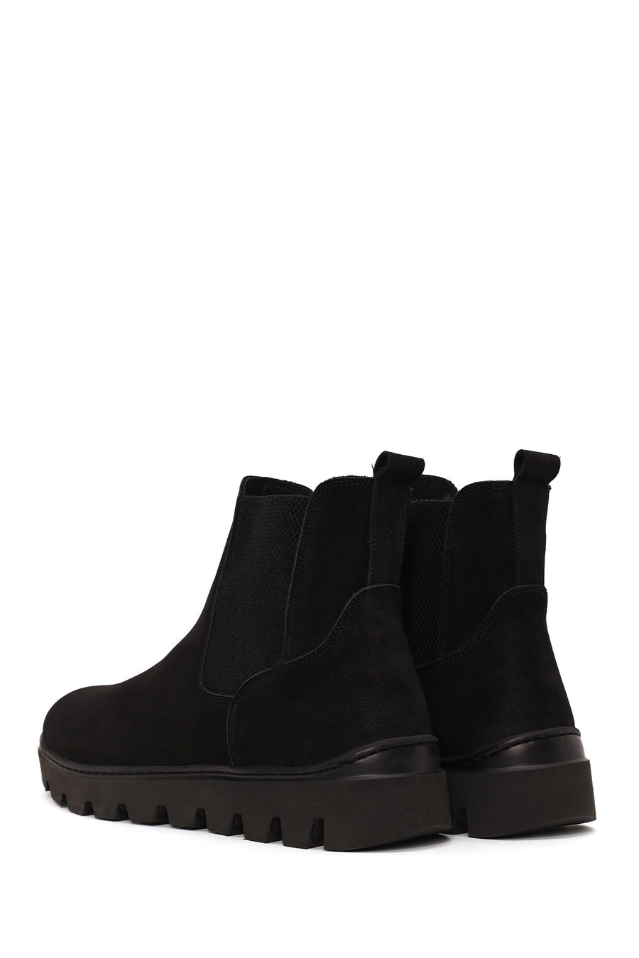 Male Black Thick-Soled Nubuck Leather Chelsea Boots