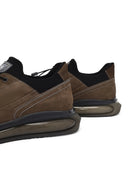 Erkek Vizon Bağcıklı Kalın Tabanlı Nubuk Deri Sneaker | Derimod