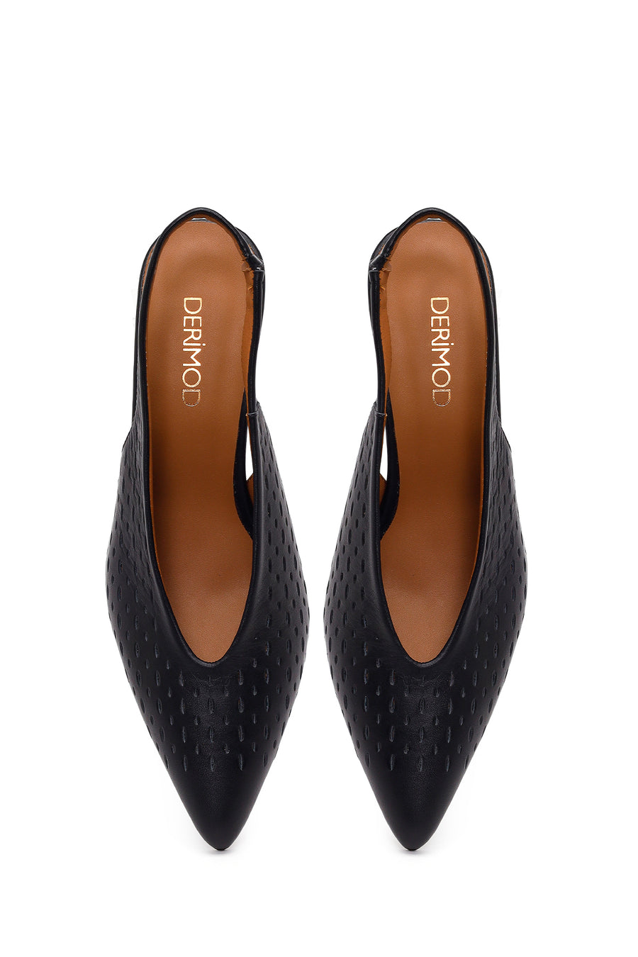 Woman Black Backless Low-Heeled Leather Shoes