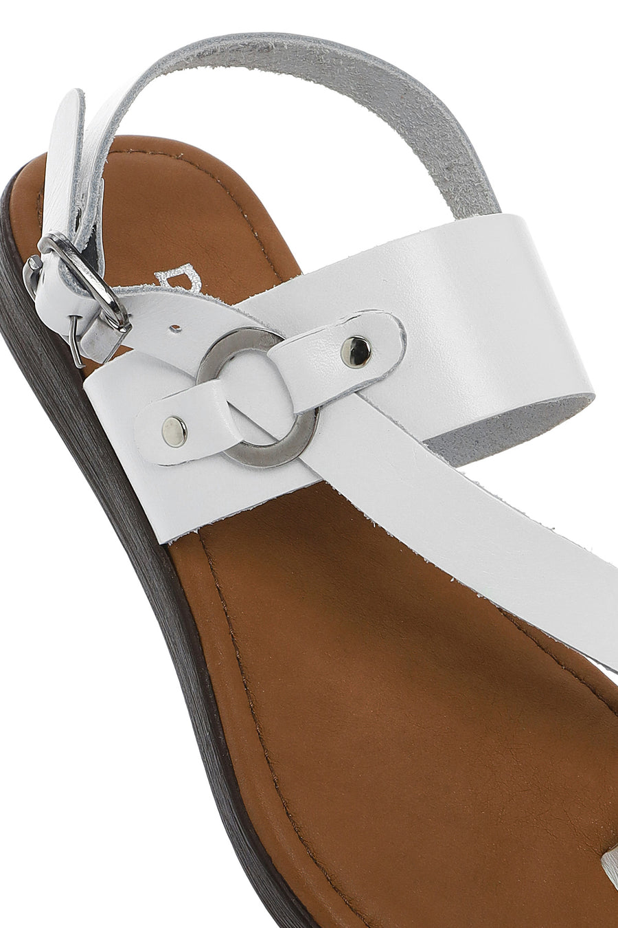 Women's White Flip-Flop Leather Bodrum Sandals