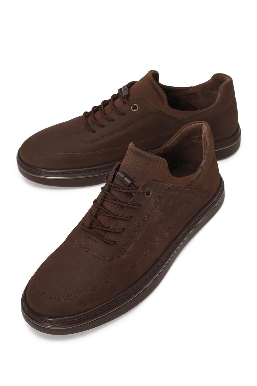 Male Brown Lace-up Nubuck Leather Casual Sneaker