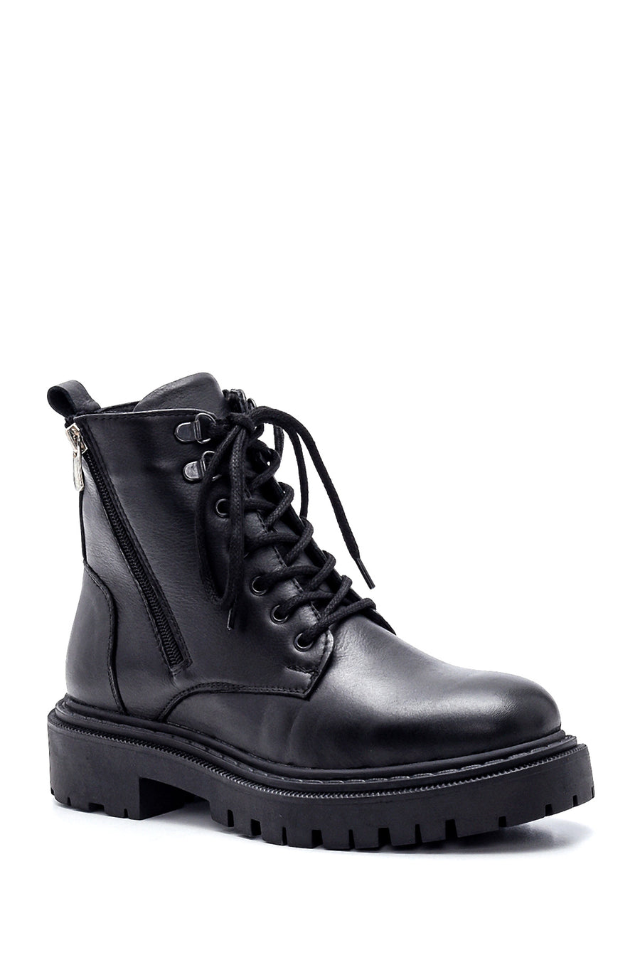 Women's Leather Zippered Boots