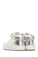 Women's Silver Leather High Top Sneaker | Derimod