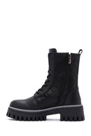 Women's Black Thick Soled Leather Boots | Derimod