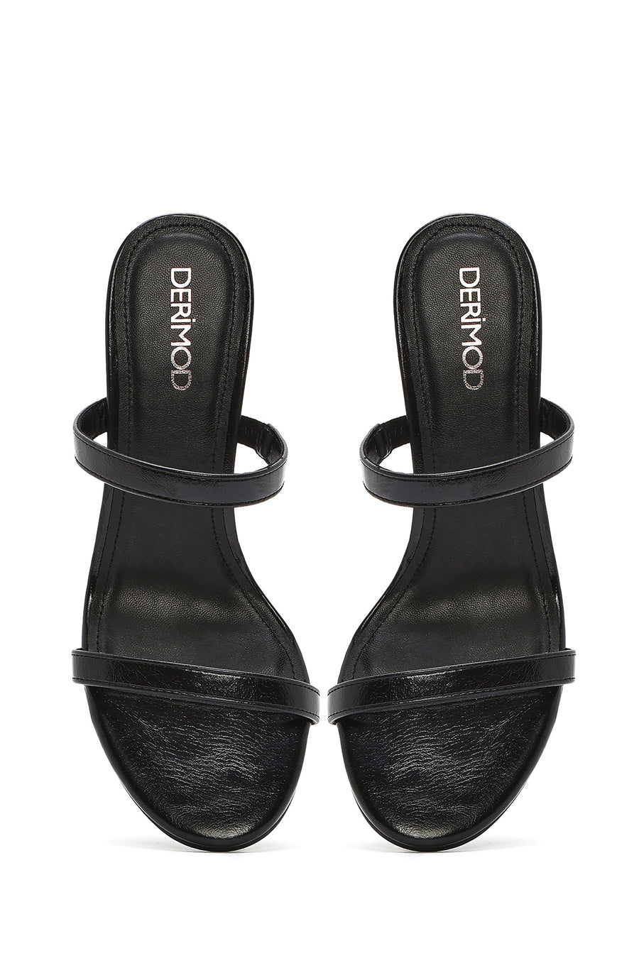 Women's Black Thick Heeled Slippers