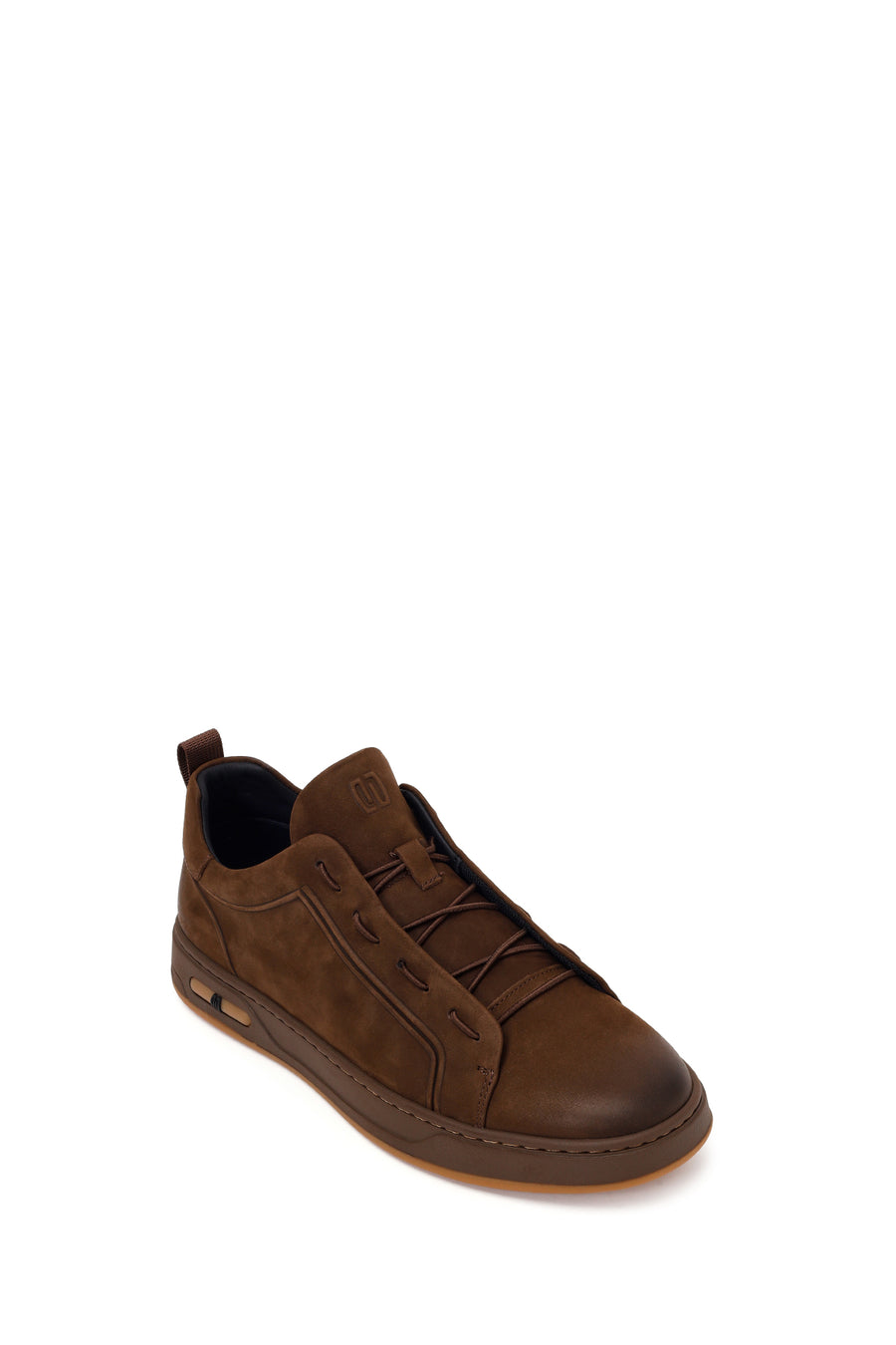 Erkek Kahverengi Bağcıklı Nubuk Deri Sneaker
