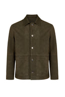 Ruiz Male Green Suede Leather Jacket | Derimod