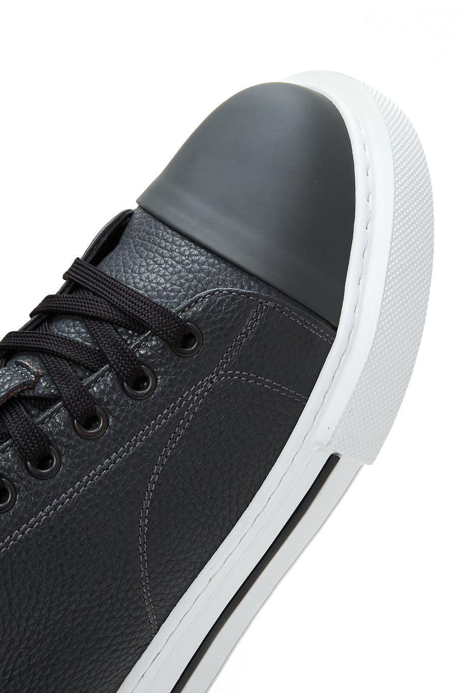Erkek Gri Deri Kalın Tabanlı Sneaker