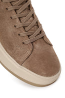 Male Mink Lace-up Thick-Soled Suede Leather Sneaker | Derimod