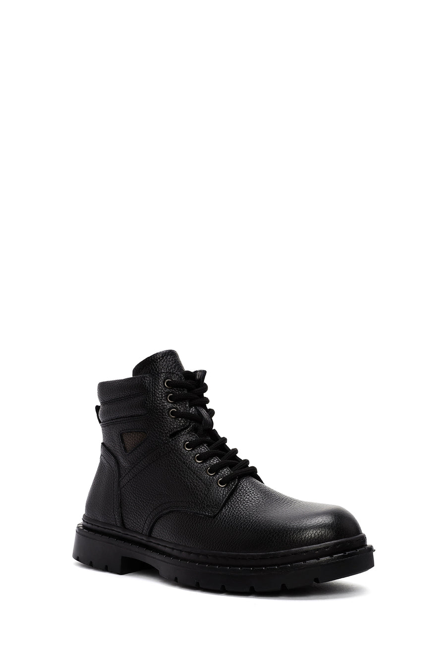 Men's Black Lace-Up Leather Casual Boots