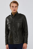 Alvarez Men's Green Vintage Leather Jacket | Derimod