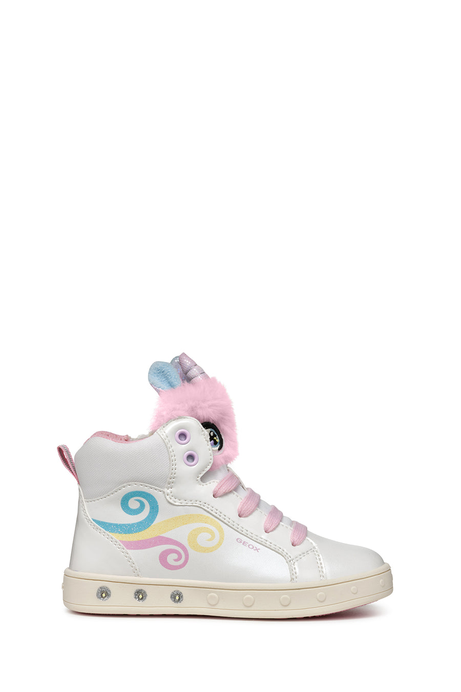 Geox Girls White Skylin Lace-Up Patterned Ankle Sneaker J468WA0NFBHC0653 | Derimod
